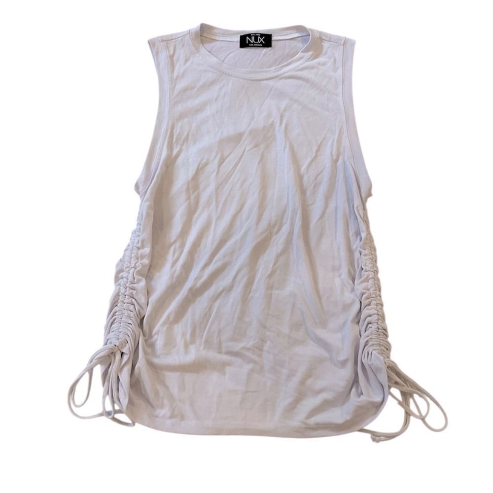 NUX Off White Drawstring Tie Tank Top